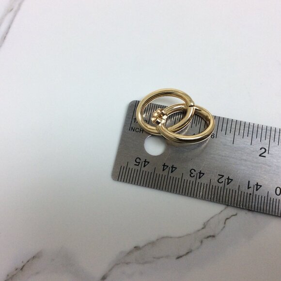 14k Yellow Real Gold Oval Double Hoop Hoops Polished Earring  5.00gr - Picture 7 of 7